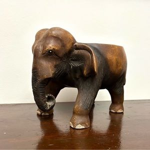 Carved Wood Elephant Plant Stand ~ Primitive Decor ~ As Is